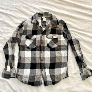 Kids gray plaid flannel